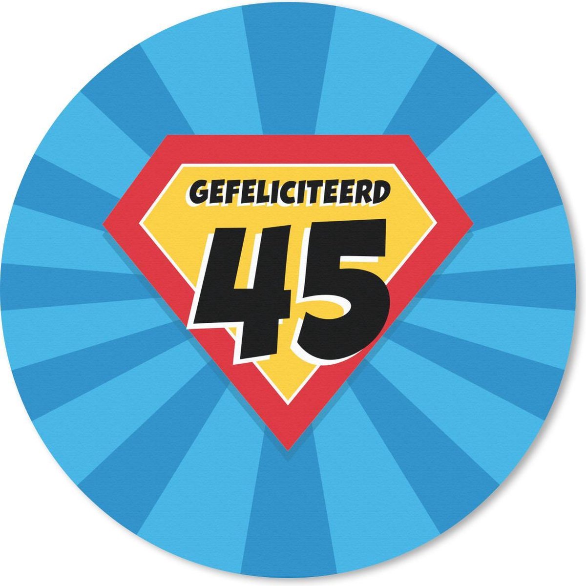 Muismat rond 50x50 cm - Mousepad Verjaardag - 45 jaar - Superheldencape - Ronde muismatten