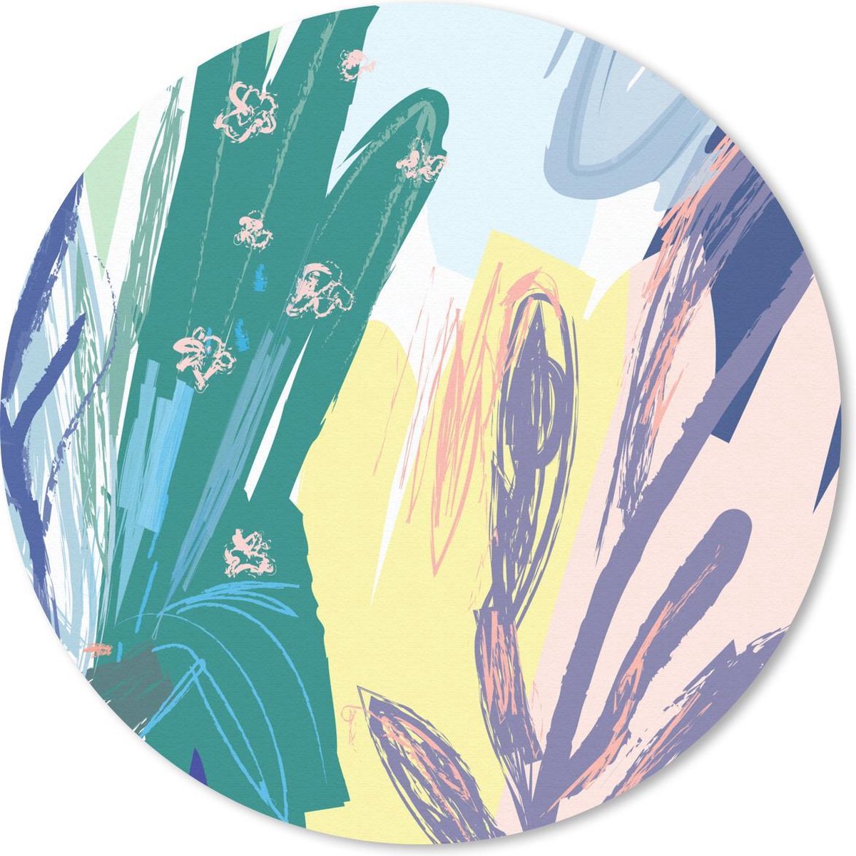 Muismat rond 40x40 cm - Mousepad Zomer - Plant - Kleur - Ronde muismatten
