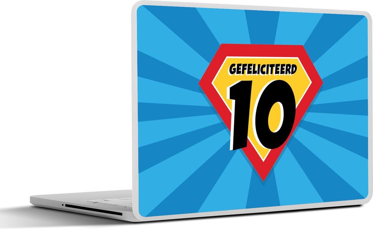 Laptop sticker - 10.1 inch - Verjaardag - Kinderen - 10 Jaar - Superheld - 25x18cm - Laptopstickers - Laptop skin - Cover