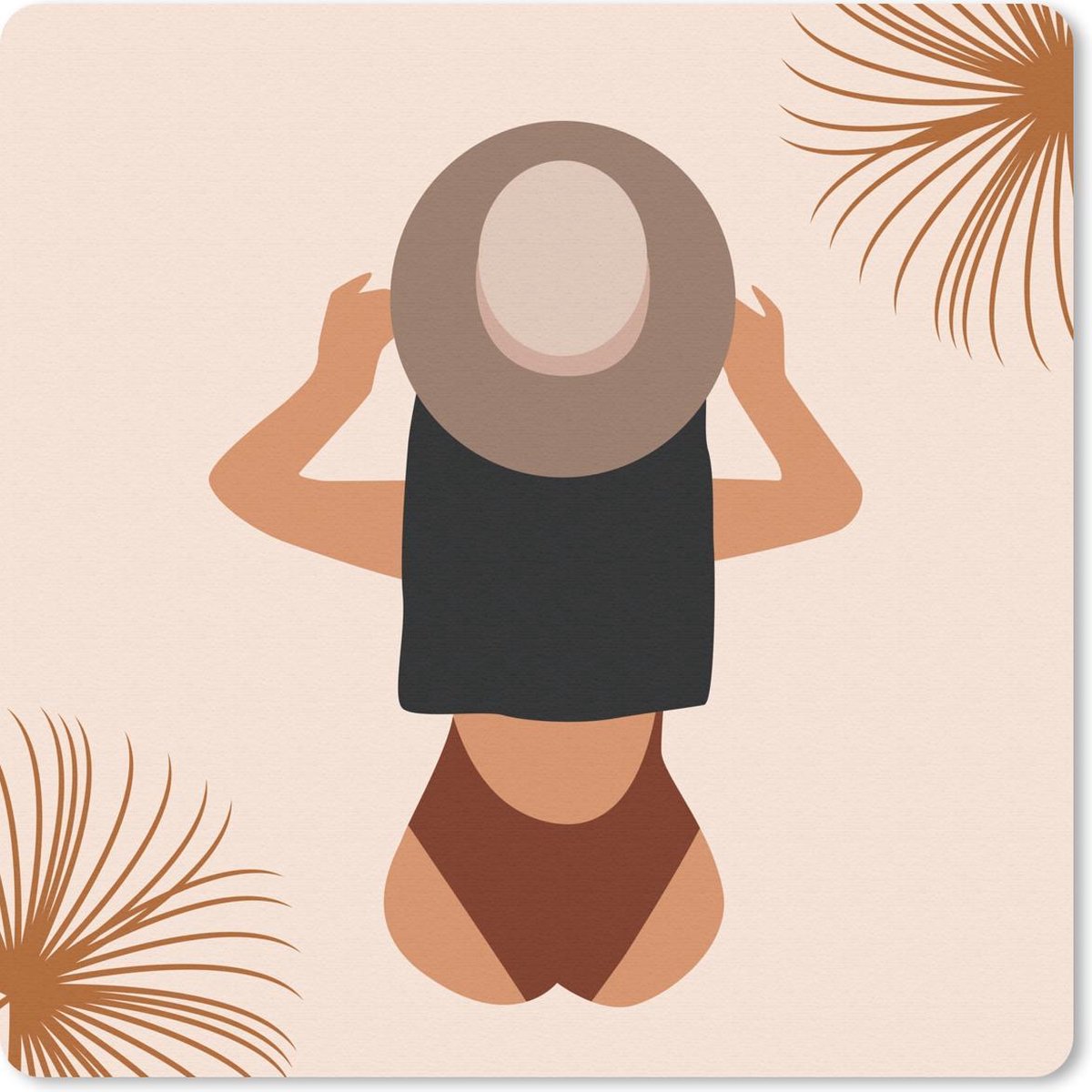 Muismat 20x20 cm - Mousepad Zomer - Bladeren - Pastel - Muismatten