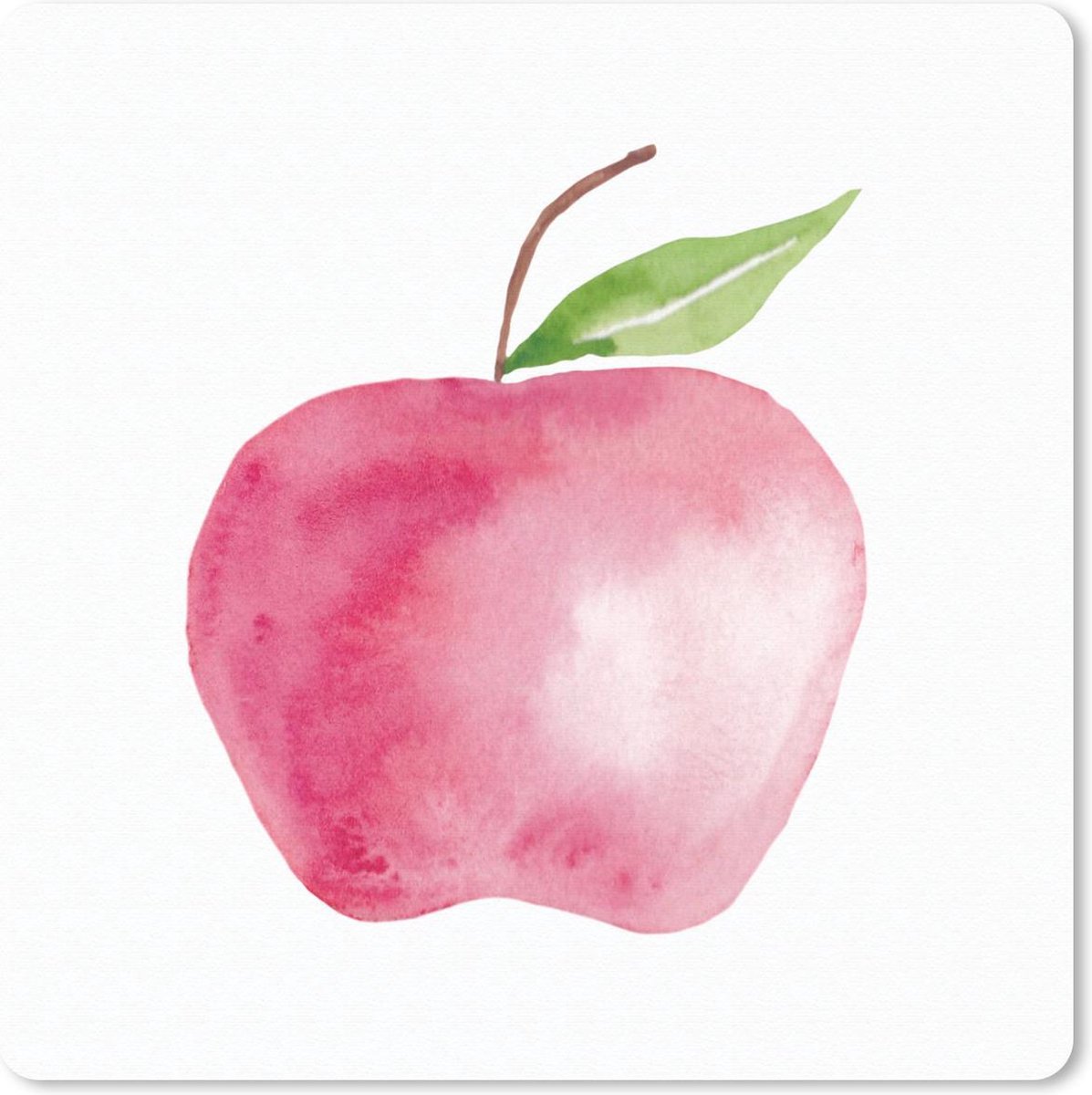Muismat 20x20 cm - Mousepad Appel - Rood - Aquarel - Muismatten