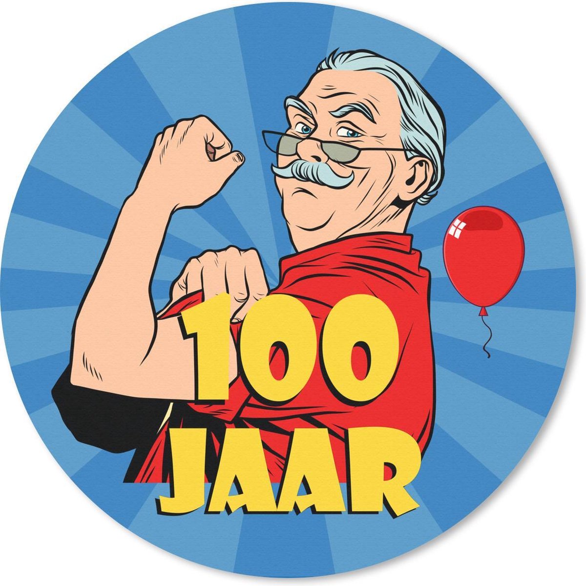 Muismat rond 40x40 cm - Mousepad Verjaardag - Man - 100 - Ronde muismatten