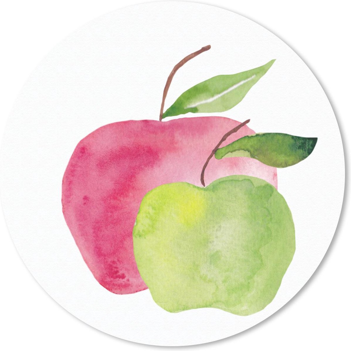 Muismat rond 50x50 cm - Mousepad Appels - Aquarel - Wit - Ronde muismatten