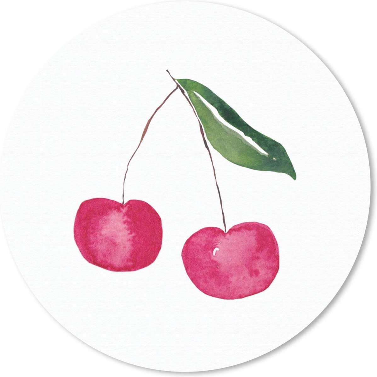 Muismat rond 40x40 cm - Mousepad Kersen - Rood fruit - Wit - Ronde muismatten