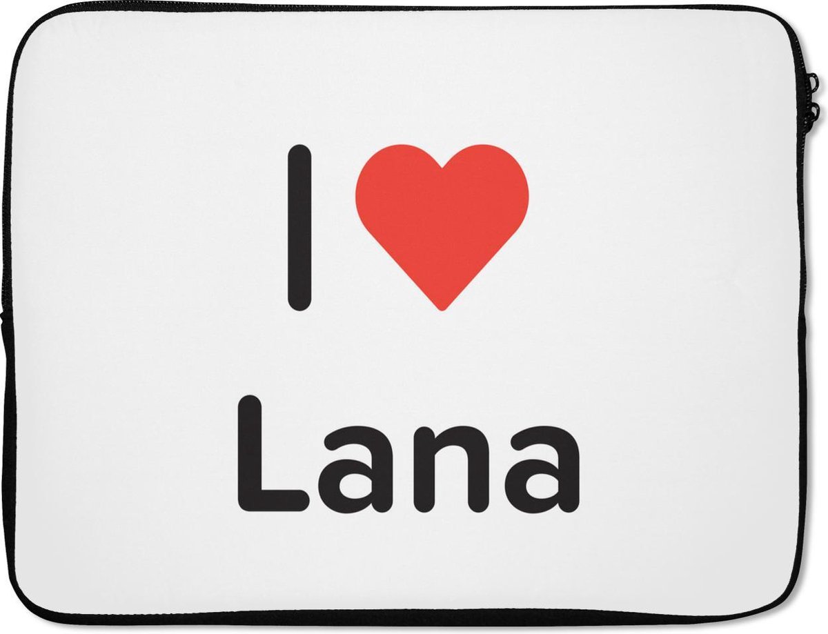 Laptophoes 17 inch - I love - Lana - Meisje - Laptop sleeve - Binnenmaat 41x28 cm - Zwarte achterkant