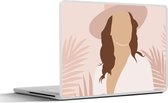 Laptop sticker - 10.1 inch - Zomer - Vrouw - Bladeren - 25x18cm - Laptopstickers - Laptop skin - Cover