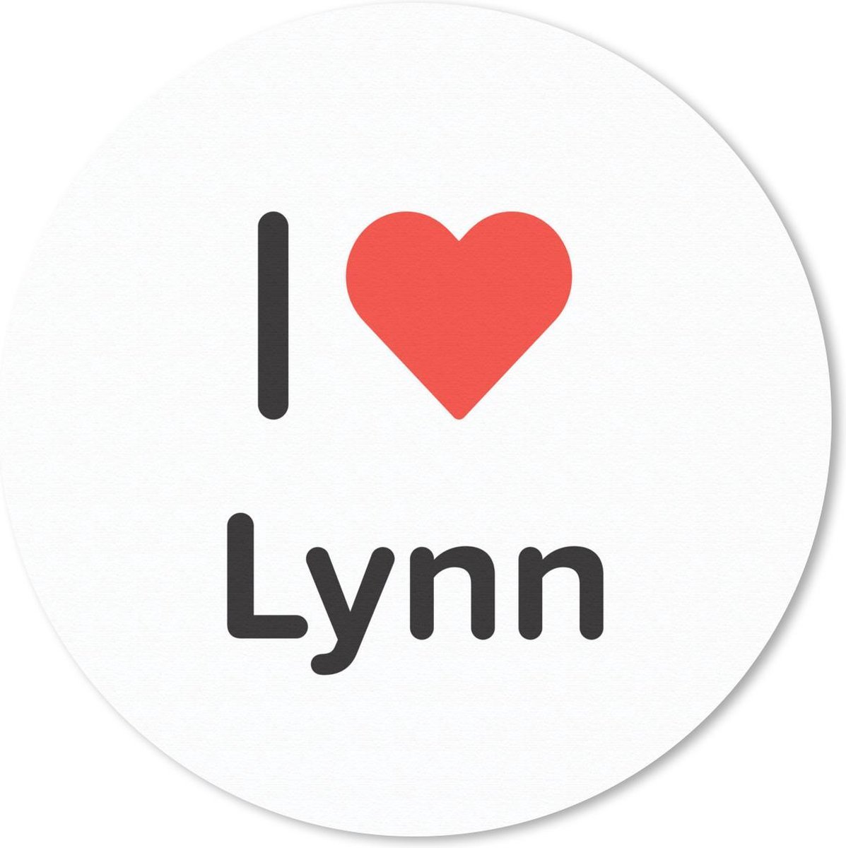Muismat rond 30x30 cm - Mousepad I love - Lynn - Meisje - Ronde muismatten