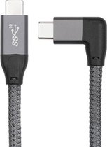 100W USB-C / Type-C elleboog naar USB-C / Type-C mannelijke full-function datakabel met E-markering, kabellengte: 0,5 m
