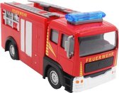 Duitse brandweerwagen diecast pull-back 11 cm rood