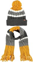 Ensemble d'hiver Luxe pour enfants écharpe et bonnet jaune ocre/gris - Bonnets et écharpes d'hiver chauds pour enfants