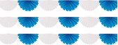 3x guirlande d'éventails Oktoberfest Bayern couleurs bleu/blanc de 3 mètres - Articles de fête et décorations