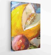 Canvas schilderij - Texture painting oil painting on canvas, abstract oil still life, fine art impressionism, painted color image the artist painting pattern flowers and fruits and