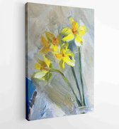 Canvas schilderij - Oil Painting, Impressionism style, texture painting, flower still life painting art painted color image, wallpaper and backgrounds, canvas, artist, painting flo