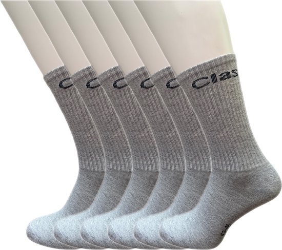 Classinn Crew inn chaussettes côtelées unies coton 12 Paire gris chiné Taille 43-46 avec logo