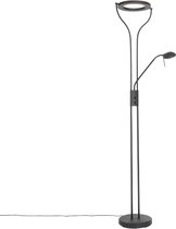 QAZQA divo - Moderne LED Dimbare Vloerlamp | Staande Lamp  met Dimmer met leeslamp - 1 lichts - H 1950 mm - Zwart -  Woonkamer | Slaapkamer | Keuken