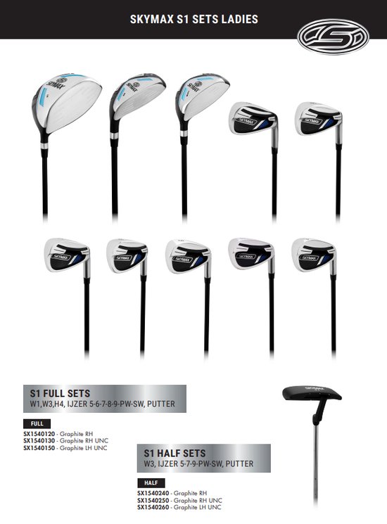 slim Controle Bedachtzaam Skymax S1 Complete Dames Golfset Linkshandig met Graphite Shafts | bol.com
