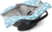 Navaris zachte wikkeldeken voor babyzitje - Babydeken compatibel met Maxi Cosi en wandelwagen - Universeel en geschikt voor driepuntsgordel - Walvis