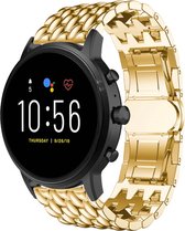 Stalen Smartwatch bandje - Geschikt voor  Fossil Gen 5 stalen draak band - goud - Strap-it Horlogeband / Polsband / Armband