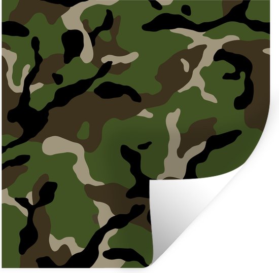 Muurstickers - Sticker Folie - Militair camouflage patroon - 50x50 cm - Plakfolie - Muurstickers Kinderkamer - Zelfklevend Behang - Zelfklevend behangpapier - Stickerfolie