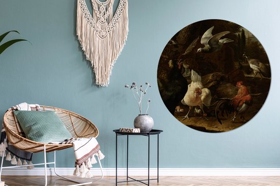 WallCircle - Wall Circle - Wall Circle Indoor - Vogels dans un Parc - Peinture de Melchior d'Hondecoeter - 120x120 cm - Décoration murale - Peintures Ronds XXL