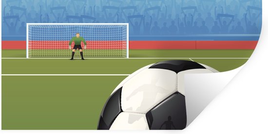 Muurstickers - Sticker Folie - Een illustratie van een voetbal op het veld in het stadion - Jongens - Meiden - Kids - 80x40 cm - Plakfolie - Muurstickers Kinderkamer - Zelfklevend Behang - Zelfklevend behangpapier - Stickerfolie