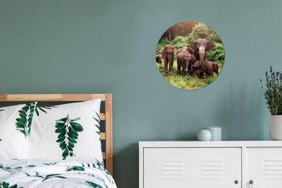 Cercle Mural - Cercle Mural Intérieur - Éléphants de la Forêt - ⌀ 30 cm - Décoration murale - Peintures Ronds