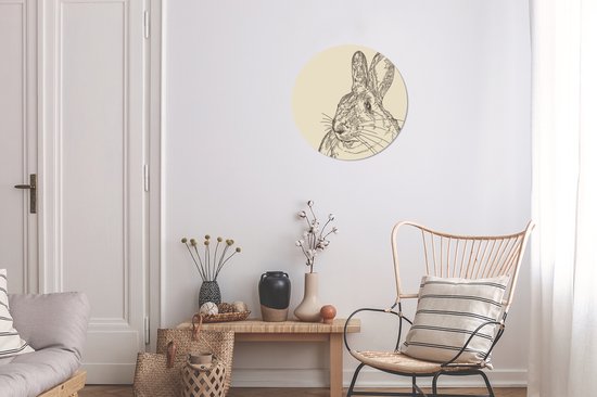 WallCircle - Wall Circle - Wall Circle - Illustration Vintage d'un Lapin - Aluminium - Dibond - 30x30 cm - Intérieur et Extérieur