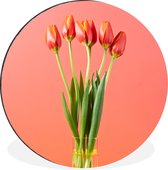WallCircle - Wall Circle - Wall Circle - Vase Tulipe - Rouge - Aluminium - Dibond - 30x30 cm - Intérieur et Extérieur