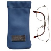 Toetie & Zo - Leren Brillenkoker - Blauw - Jeansblauw - Knijpsluiting - Brillenetui - Brillentas - Leder - Snappouch - Handgemaakt