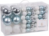 Kerstballen assortiment - 94 stuks - Blauw / Wit