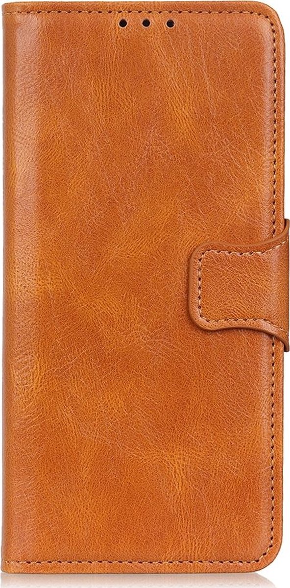 Mobigear Telefoonhoesje geschikt voor Samsung Galaxy S22 Hoesje | Mobigear Classy Bookcase Portemonnee | Pasjeshouder voor 2 Pasjes | Telefoonhoesje voor Pinpas / OV Kaart / Rijbewijs - Cognac