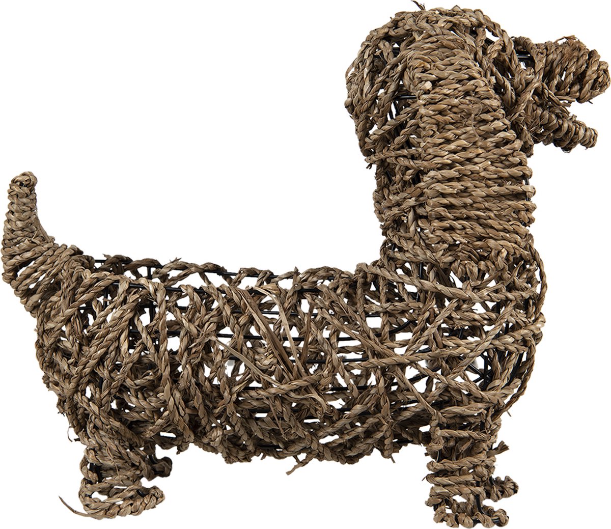 Beeld Hond 32x17x30 cm Bruin Rotan