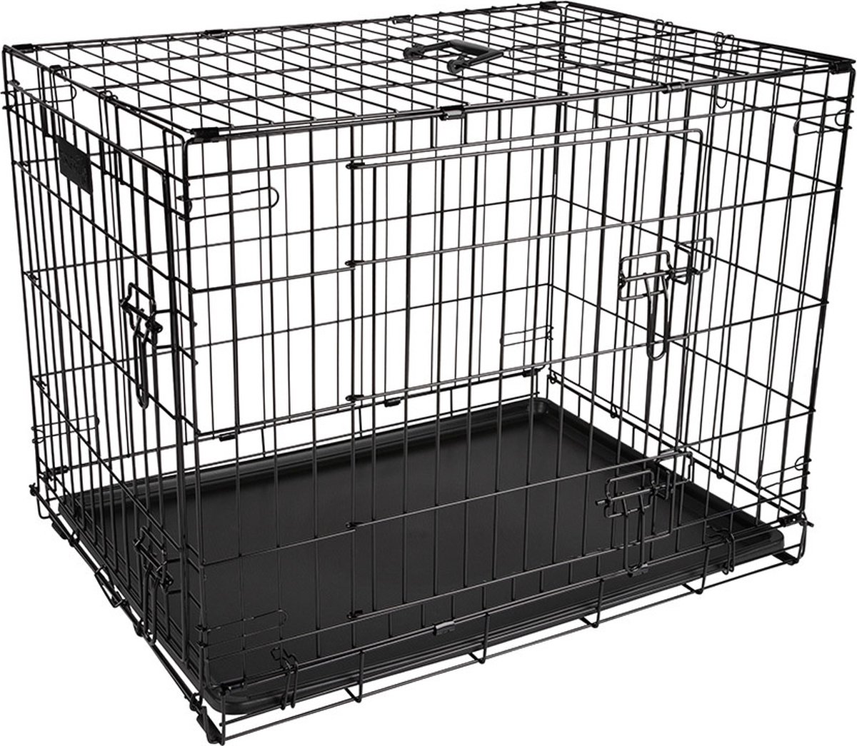 District 70 CRATE – Metalen Hondenbench – Opvouwbaar – 2-deurs Zwart – XXL – 120 x 73 x 84 cm