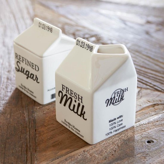 Riviera Maison Melkkan, voorraadpot melk met tekst - Carton Jar Milk - Wit  - Porselein... | bol.com