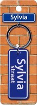 sleutelhanger Straatnaam: Sylvia 9 x 3 cm blauw