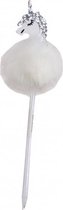 Fluffy balpen met eenhoorn wit 28,5 cm