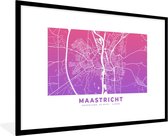 Fotolijst incl. Poster - Stadskaart - Maastricht - Paars - 120x80 cm - Posterlijst - Plattegrond