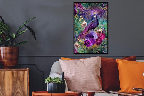 Affiche avec cadre Patterns - Violet - Paon - 40x60 cm