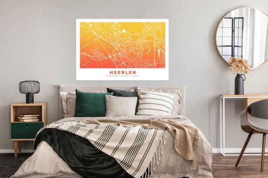 Affiche Plan de la ville - Heerlen - Pays- Nederland - 120x80 cm - Carte