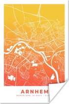 Poster Stadskaart - Arnhem - Geel - Oranje - 20x30 cm - Plattegrond