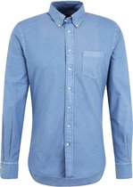 Profuomo Overhemd Garment Dyed Blauw - maat XL