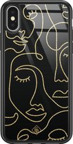 iPhone X/XS hoesje glass - Abstract faces | Apple iPhone Xs case | Hardcase backcover zwart