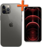 Hoesje Geschikt voor iPhone 13 Pro Hoesje Siliconen Cover Case Met Screenprotector - Hoes Geschikt voor iPhone 13 Pro Hoes Back Case - Transparant