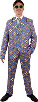 PartyXplosion - Hippie Kostuum - Honderd Vrolijke Bloemen Flower Power - Man - multicolor - Maat 60 - Carnavalskleding - Verkleedkleding