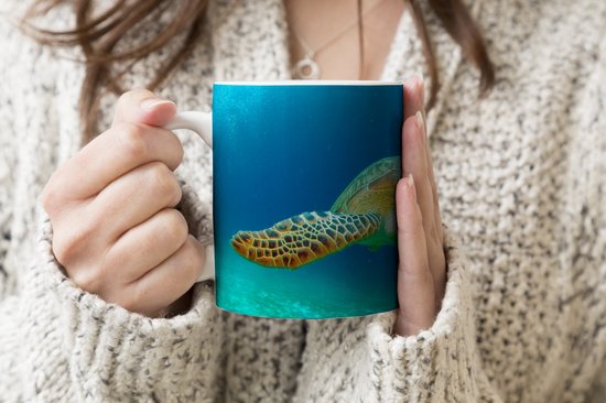 Mug - Tasse à café - Photo en gros plan d'une tortue de mer verte - Tasses - 350 ML - Tasse - Tasses à café - Tasse à thé - Décoration Sinterklaas - Cadeaux pour enfants - Chaussures cadeaux Sinterklaas