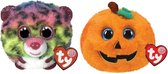 Ty - Knuffel - Teeny Puffies - Dotty Leopard & Halloween Pumpkin