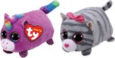Ty - Knuffel - Teeny Ty's - Rosette Unicorn & Cassie Mouse