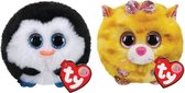 Ty - Knuffel - Teeny Puffies - Waddles Penguin & Tabitha Cat