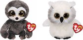 Ty - Knuffel - Beanie Boo's - Dangler Sloth & Austin Owl