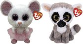 Ty - Knuffel - Beanie Buddy - Nina Mouse & Linus Lemur
